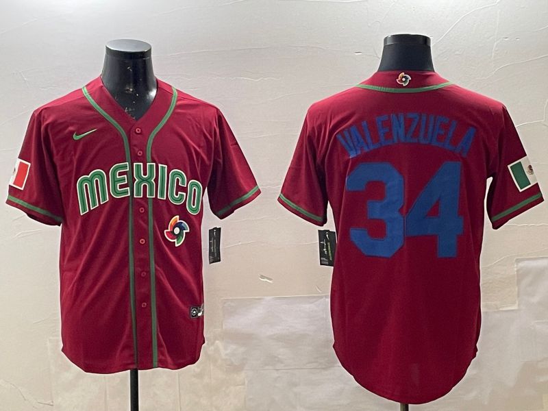 Men 2025 World Cub Mexico #34 Valenzuela Red Nike MLB Jersey style 6->more jerseys->MLB Jersey
